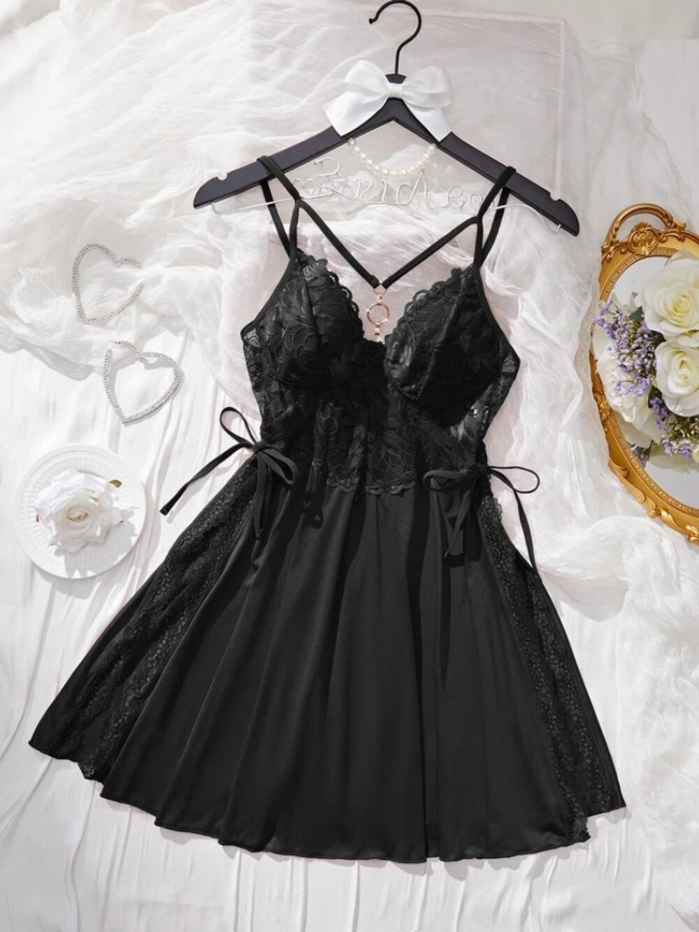 Sexy Lingerie Sexy Side Slit Chemise Lace Dress Babydoll Underwear Sleepwear - Picture 10 of 13